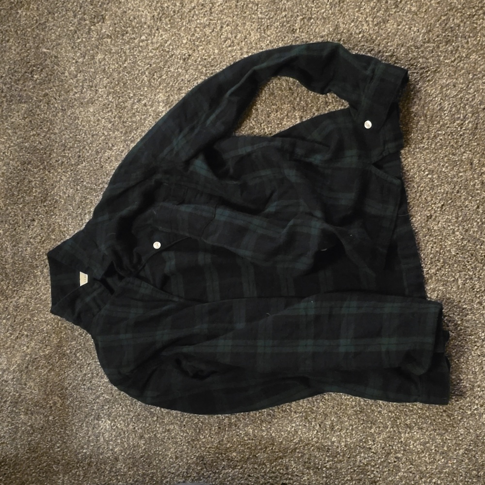 Ll bean medium green and black flannel